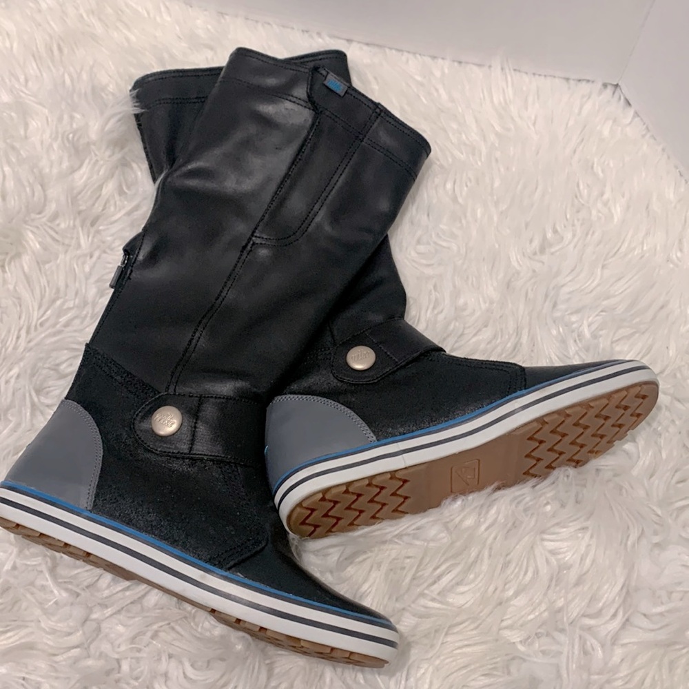 NIKE Carico Black Leather Round Toe Knee High Boots Sneakers women’s sz6.5